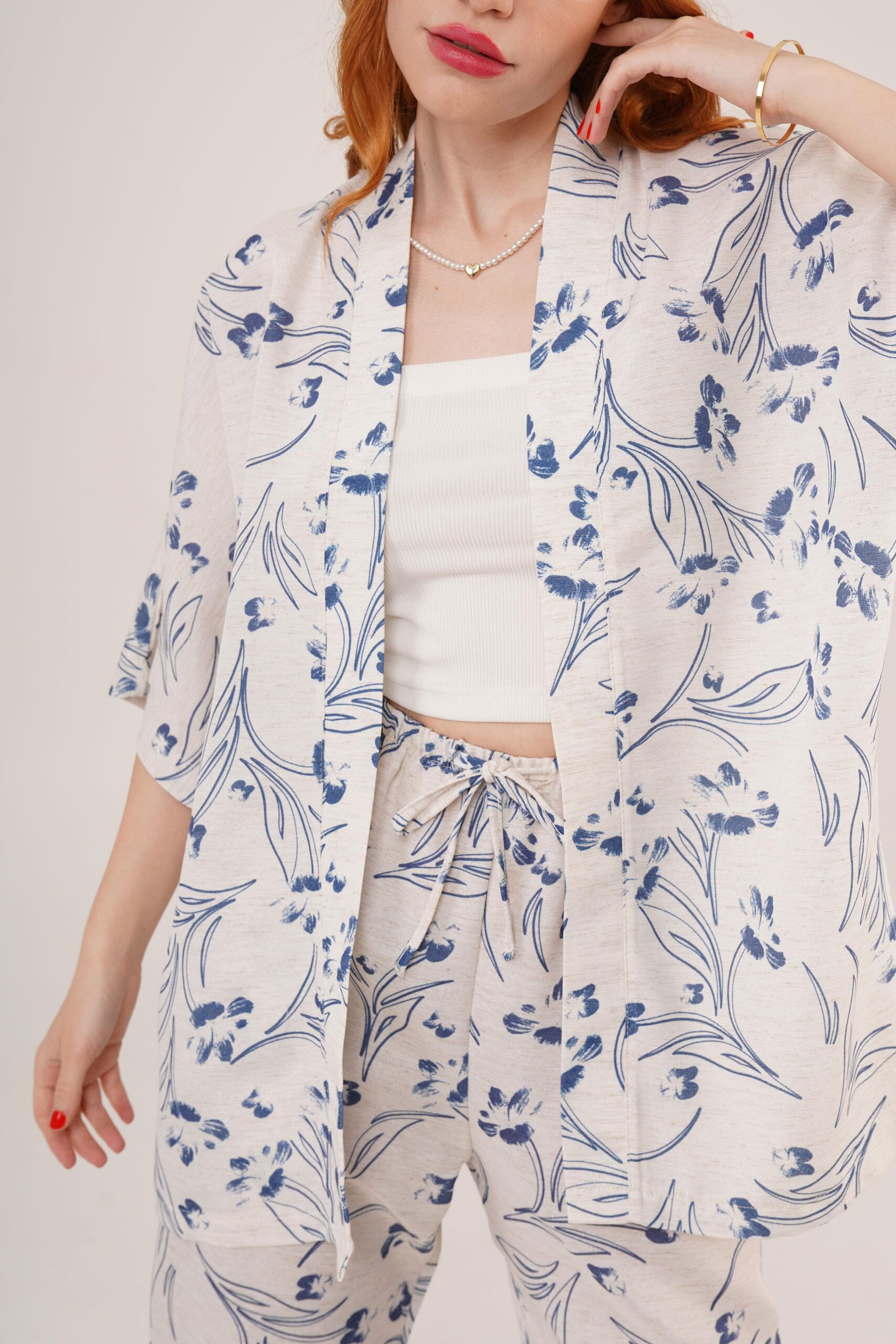 Wholesale Ecru Double Suit With Blue Floral Pattern – Brand: Lustrin – Women & Kids, Baby Clothes Wholesale – TheBS Women