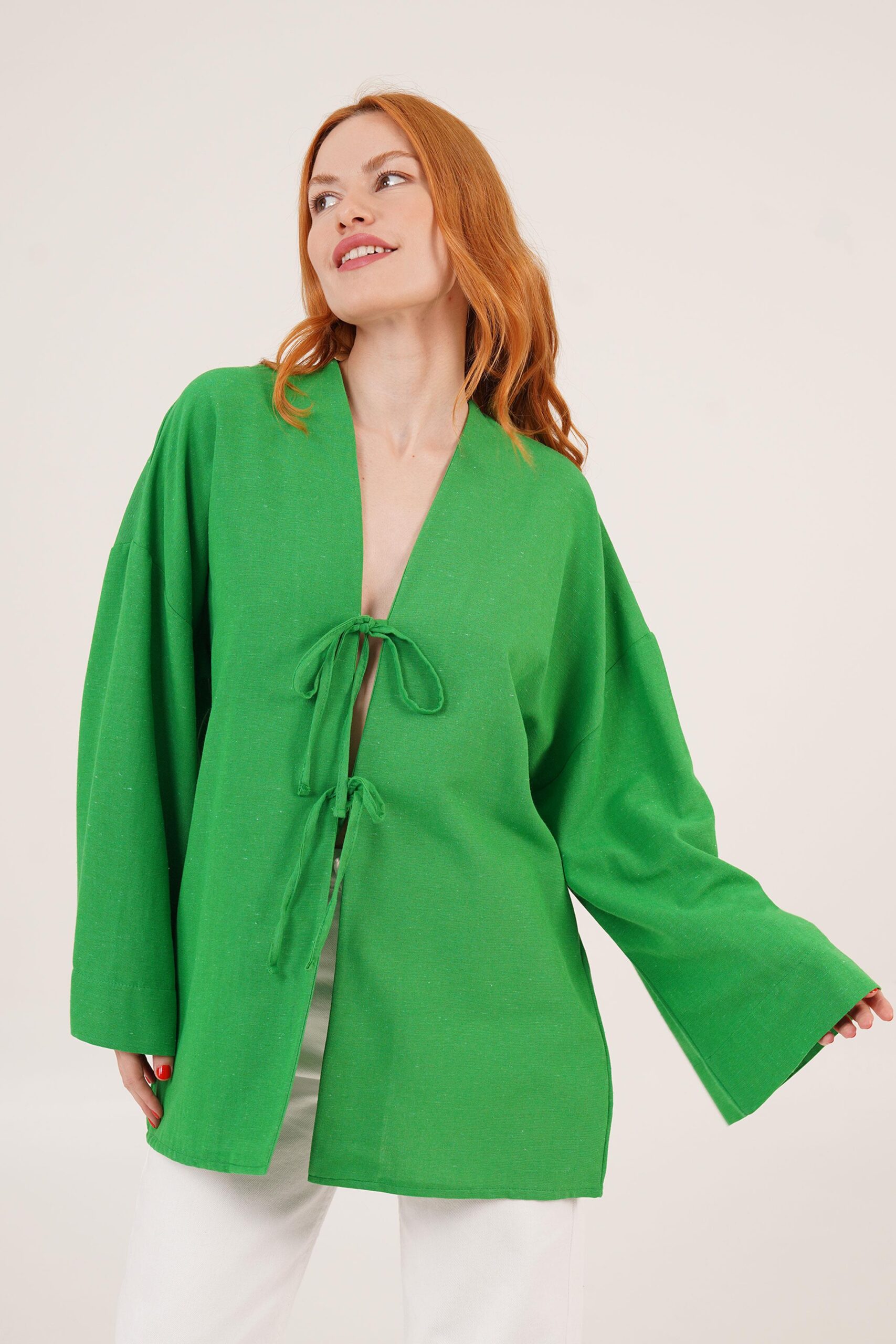 Front Tie Up Detailed Spanish Sleeve WholesaleTunic - Brand: Lustrin - Women & Kids, Baby Clothes Wholesale - TheBS Women