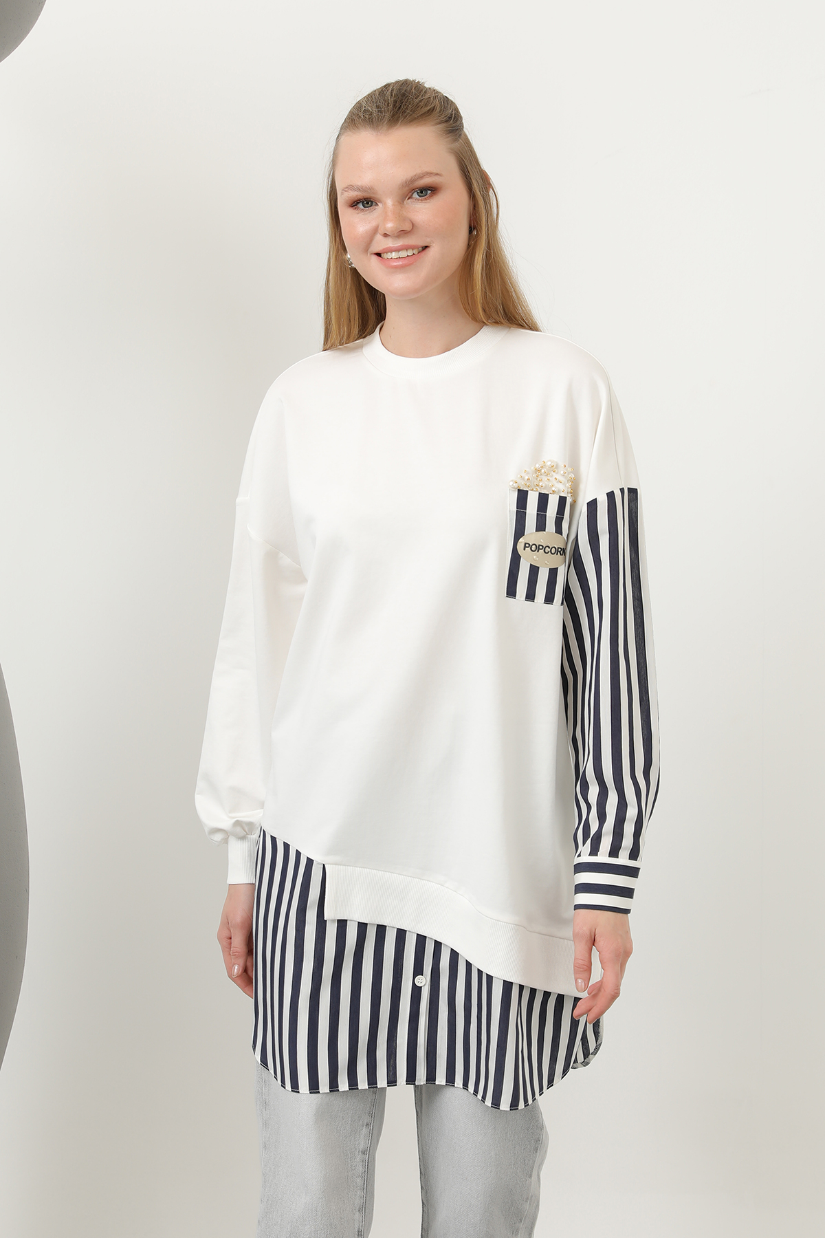 Women’s Front Pop Corn Printed And Beaded Embroidered Line Garnish Tunic – Brand: Puane – Women & Kids, Baby Clothes Wholesale – TheBS Women