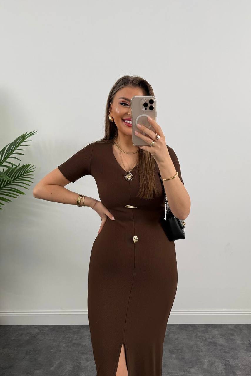 Draped Sun Accessory Half Sleeve Side Slit Dress - Brand: Fiori - Women & Kids, Baby Clothes Wholesale - TheBS Women