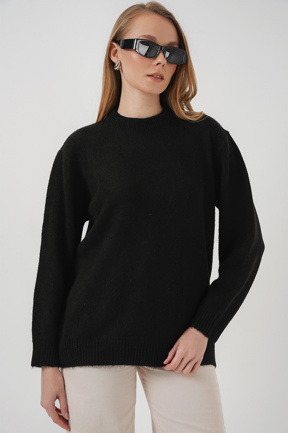 Oversize Plain Black Knitwear Sweater - Brand: Bigdart - Women & Kids, Baby Clothes Wholesale - TheBS Women