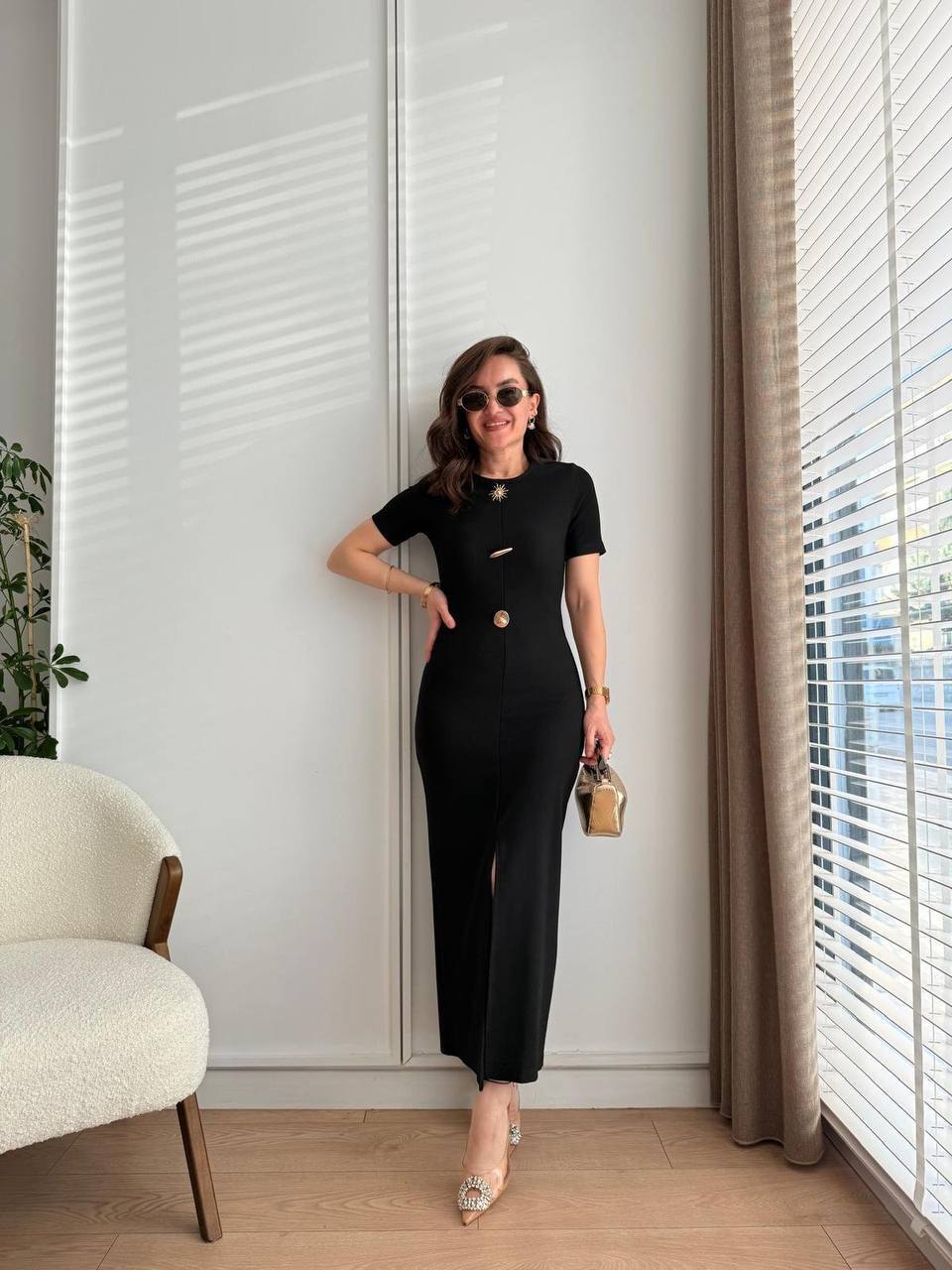 Draped Sun Accessory Half Sleeve Side Slit Dress - Brand: Fiori - Women & Kids, Baby Clothes Wholesale - TheBS Women