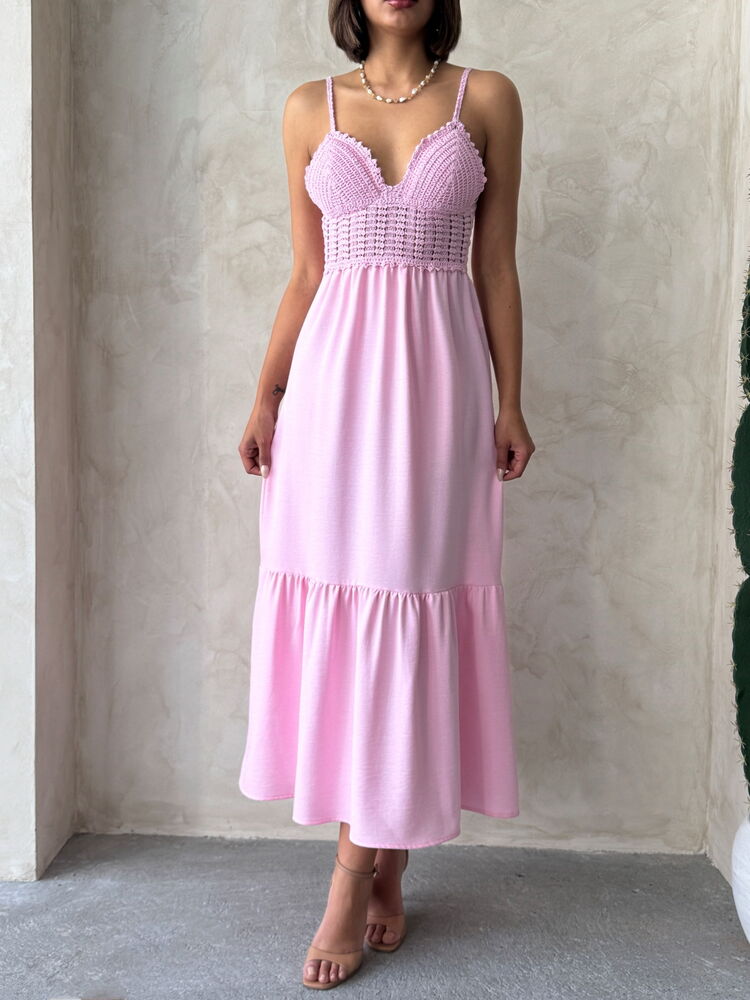 Linen Strap V-Neck Halter Dress – Brand: Topshow – Women & Kids, Baby Clothes Wholesale – TheBS Women