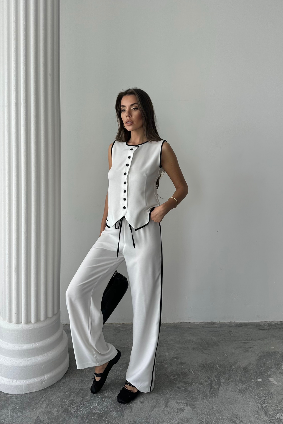 Linen Edge Connected Vest - Trousers Suit - Brand: Ello - Women & Kids, Baby Clothes Wholesale - TheBS Women