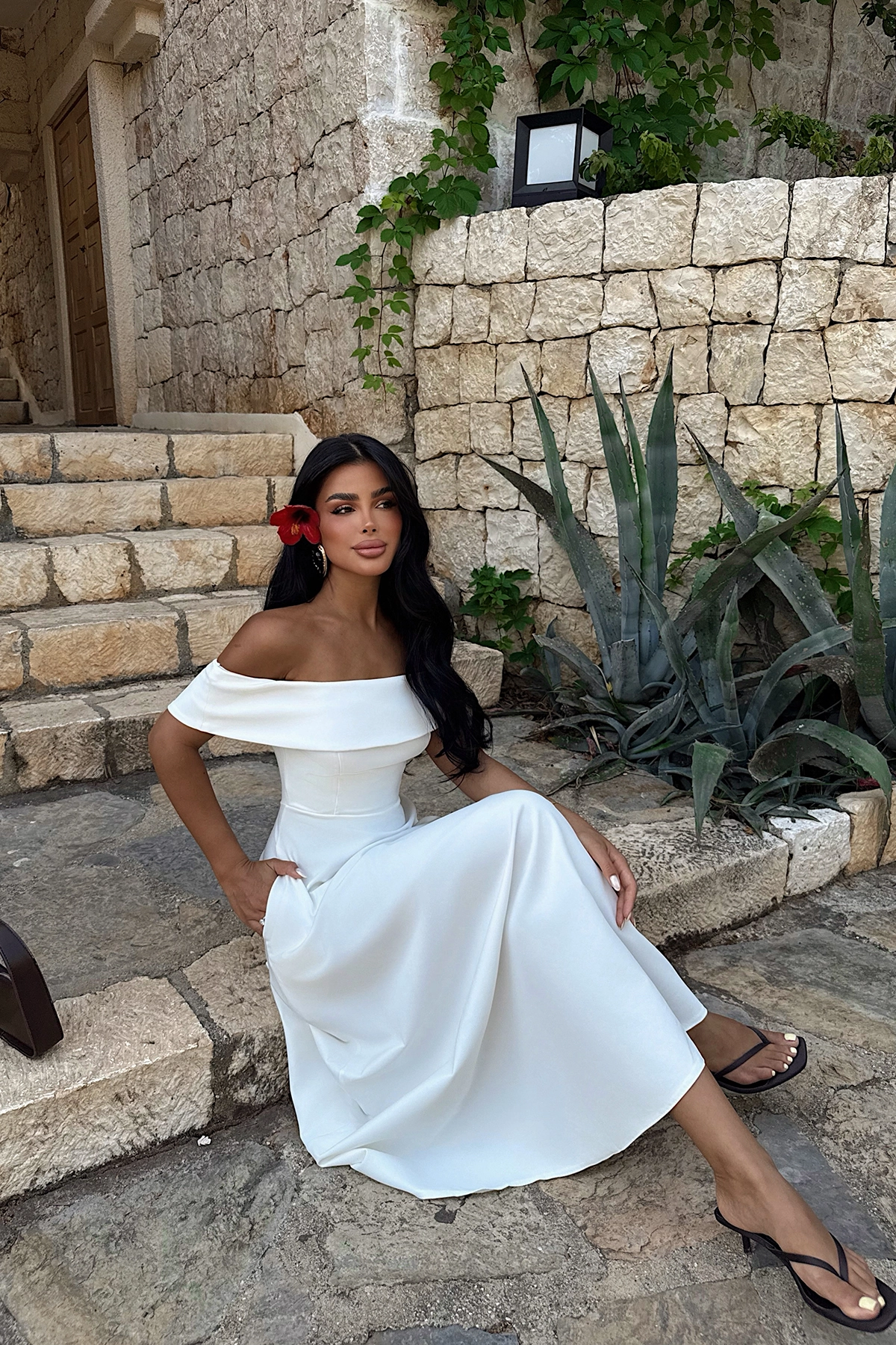 ElegantA-Line Maxi Dress With Off Shoulder Neck – Brand: EYYO ATELIER – Women & Kids, Baby Clothes Wholesale – TheBS Women