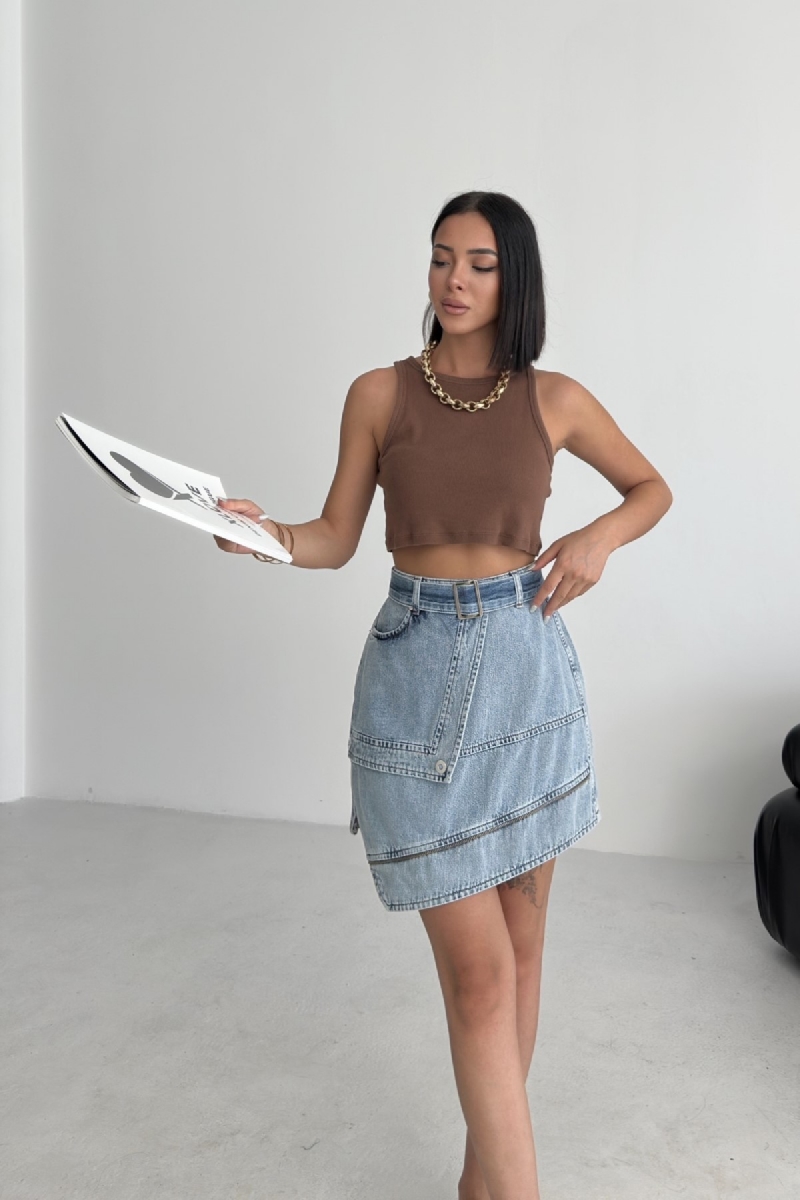 Asymmetrical Mini Skirt With Flap Pocket - Brand: XLove - Women & Kids, Baby Clothes Wholesale - TheBS Women