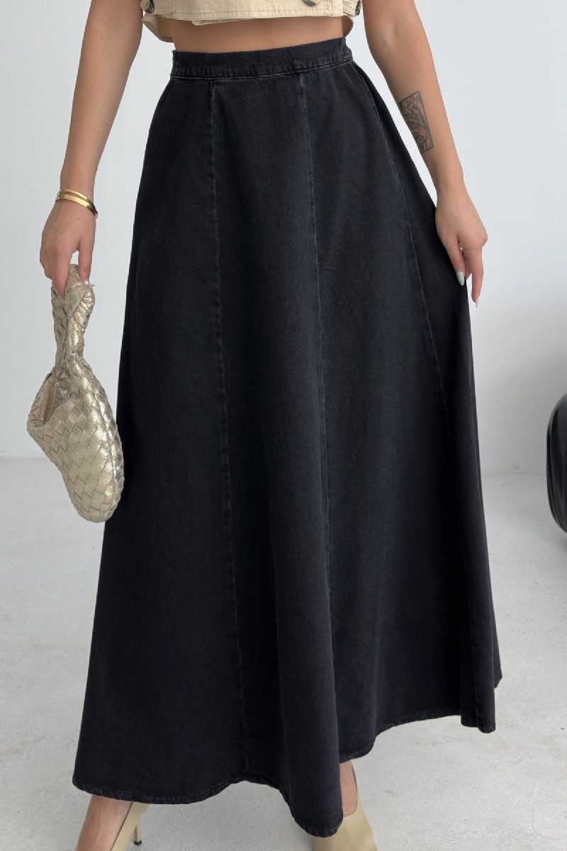 Black Flared Maxi Skirt With Mid Waist Pull On Closure – Brand: XLove – Women & Kids, Baby Clothes Wholesale – TheBS Women