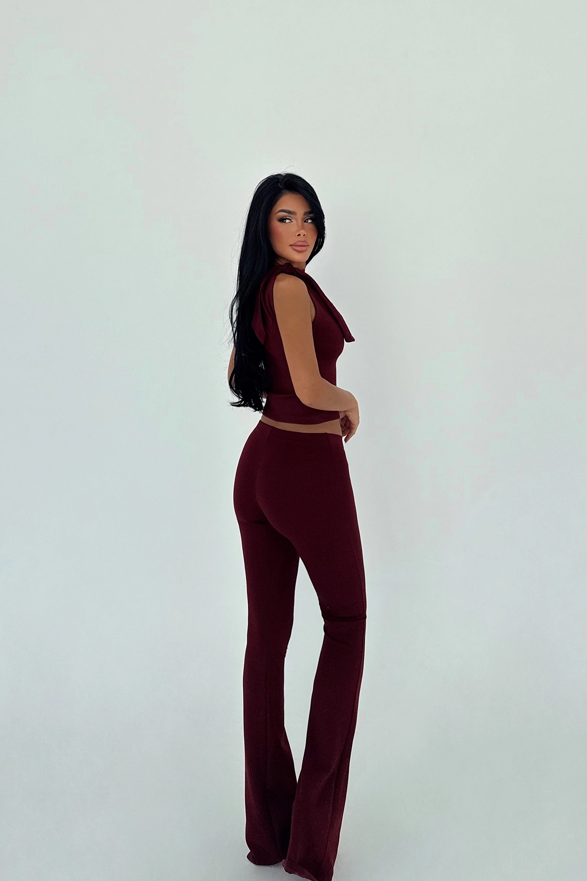 Claret Red Elegant Slim Fit Set – Brand: EYYO ATELIER – Women & Kids, Baby Clothes Wholesale – TheBS Women