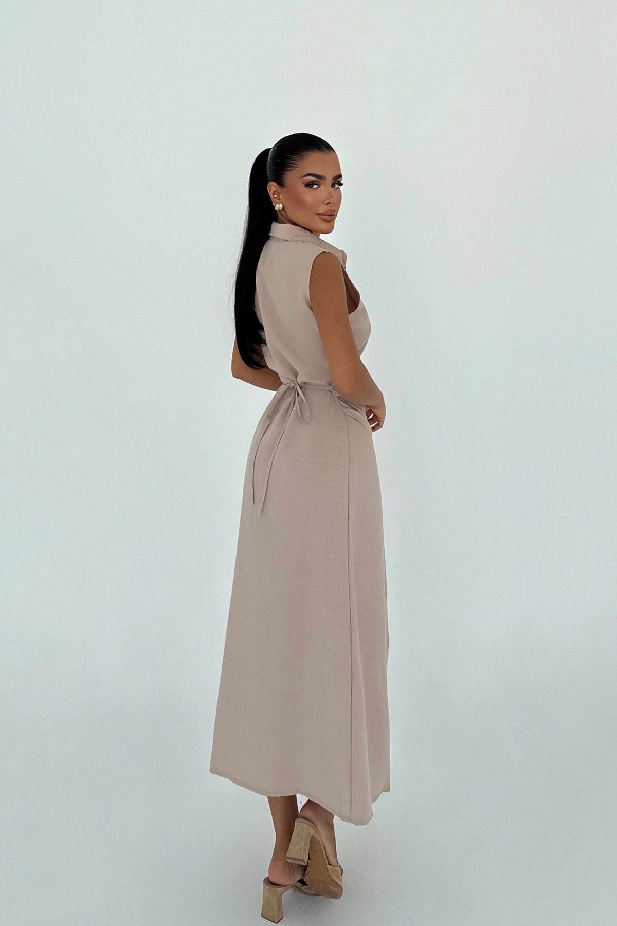 Shirt Dress With Notched Neck And Cap Sleeves – Brand: EYYO ATELIER – Women & Kids, Baby Clothes Wholesale – TheBS Women