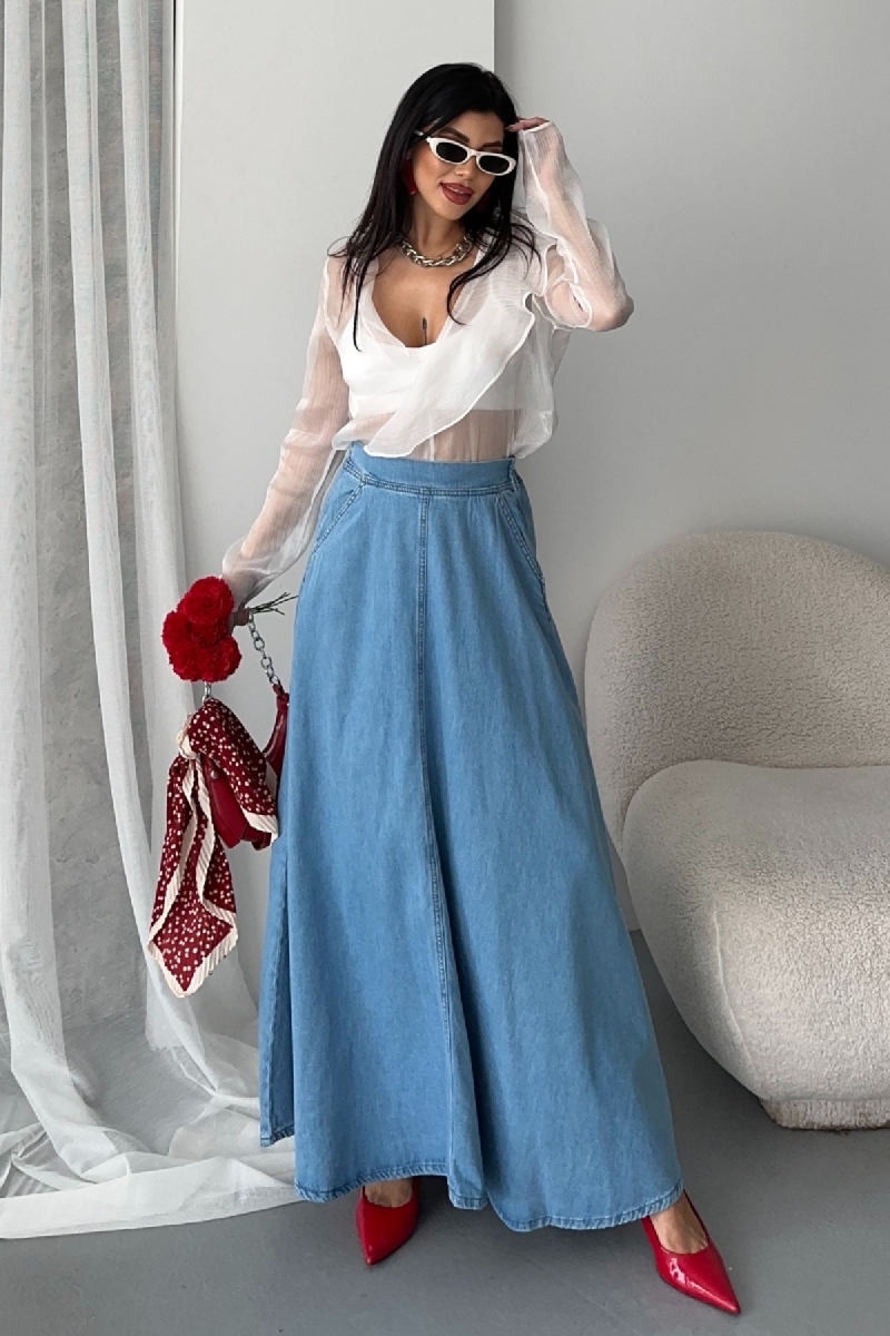 A-Line Maxi Skirt With High Waist And Slant Pocket – Brand: XLove – Women & Kids, Baby Clothes Wholesale – TheBS Women