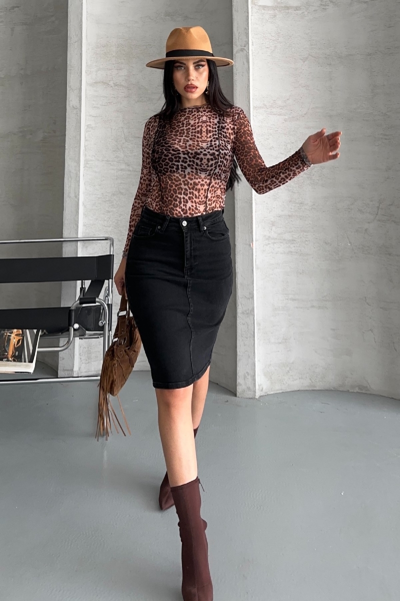 Black Pencil Skirt High Waist Midi Buttoned - Brand: XLove - Women & Kids, Baby Clothes Wholesale - TheBS Women