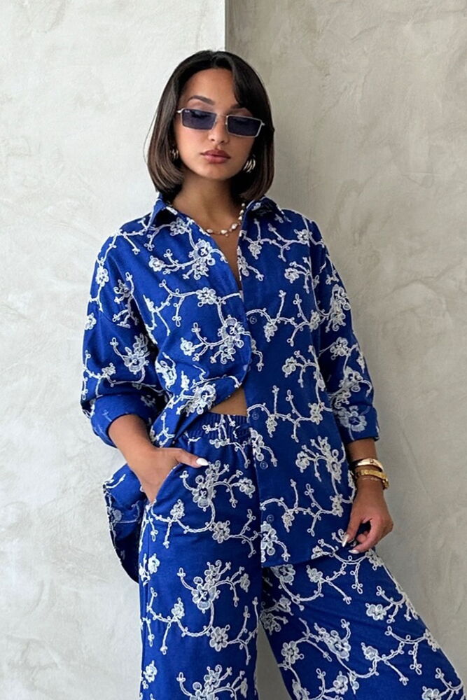 Blue Floral Casual Elegant Shirt - Brand: Topshow - Women & Kids, Baby Clothes Wholesale - TheBS Women
