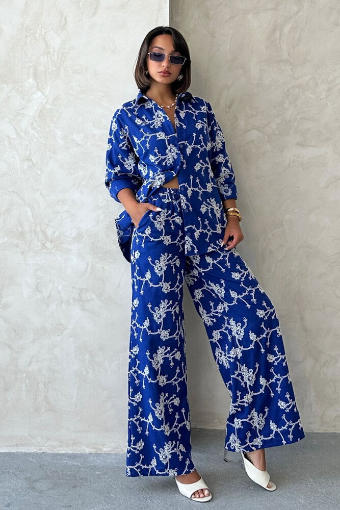 Blue Floral Palazzo Set With Slant Pocket - Brand: Topshow - Women & Kids, Baby Clothes Wholesale - TheBS Women
