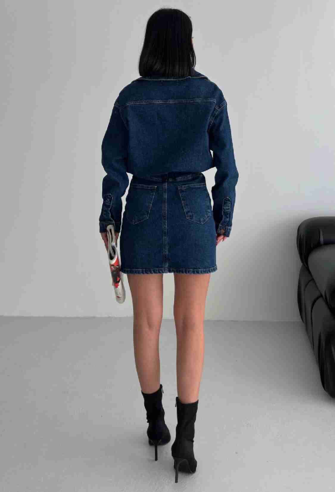 Blue Mini Shirt Dress With Notched Neck - Brand: XLove - Women & Kids, Baby Clothes Wholesale - TheBS Women