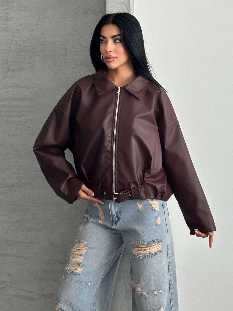 Brown Bomber Jacket With Oversized Fit - Brand: My Jest Fashion - Women & Kids, Baby Clothes Wholesale - TheBS Women
