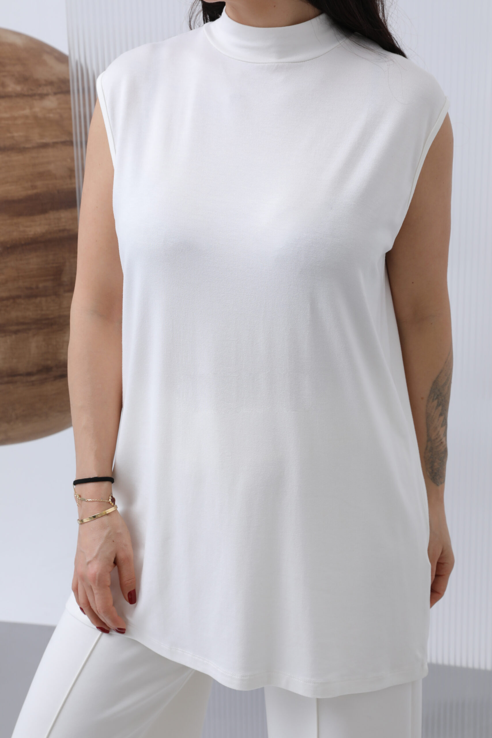 White Blouse With High Neck And Cap Sleeves - Brand: Puane - Women & Kids, Baby Clothes Wholesale - TheBS Women