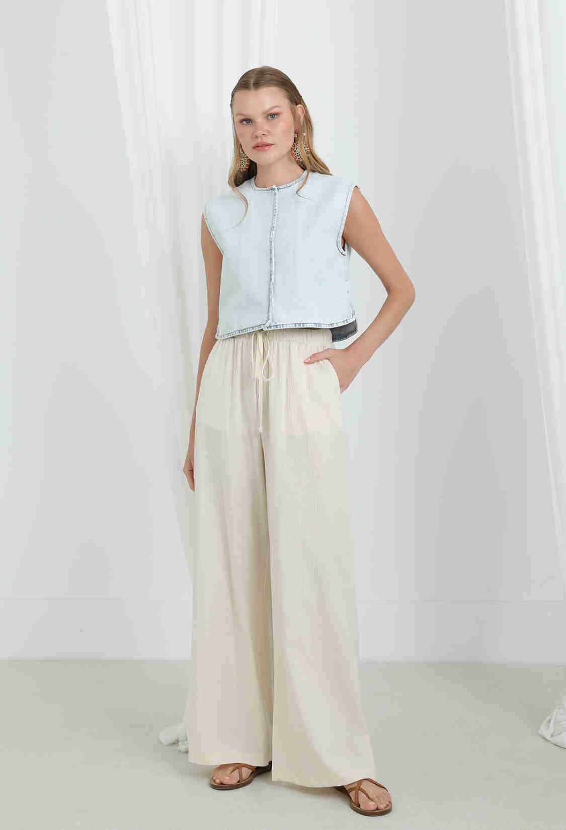 Palazzo Pants With Wide Leg And Drawstring - Brand: SOUL - Women & Kids, Baby Clothes Wholesale - TheBS Women