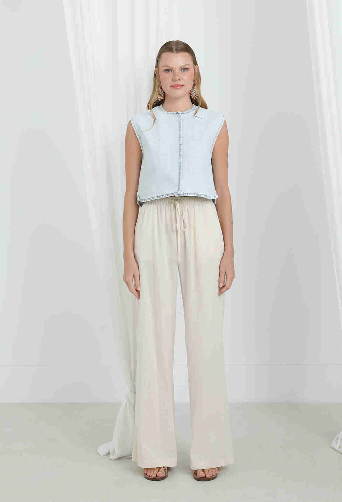 Palazzo Pants With Wide Leg And Drawstring - Brand: SOUL - Women & Kids, Baby Clothes Wholesale - TheBS Women