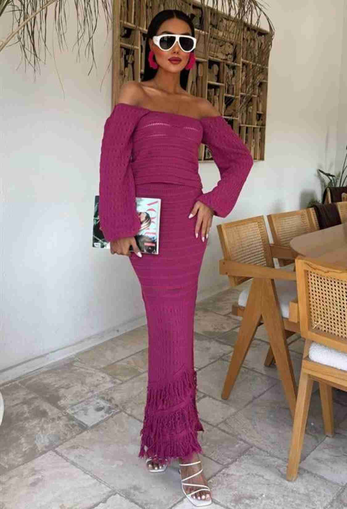 Watermelon Sleeve Ethnic Knitwear Suit - Purple - Brand: Sobe Istanbul - Women & Kids, Baby Clothes Wholesale - TheBS Women