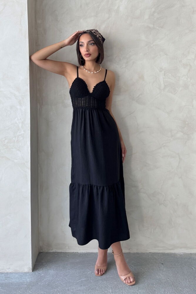 Linen Strap V-Neck Floor Length Dress - Brand: Topshow - Women & Kids, Baby Clothes Wholesale - TheBS Women