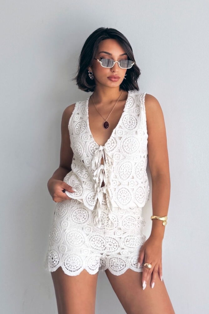 Lace Vest With Front Tie - Raw - Brand: Topshow - Women & Kids, Baby Clothes Wholesale - TheBS Women