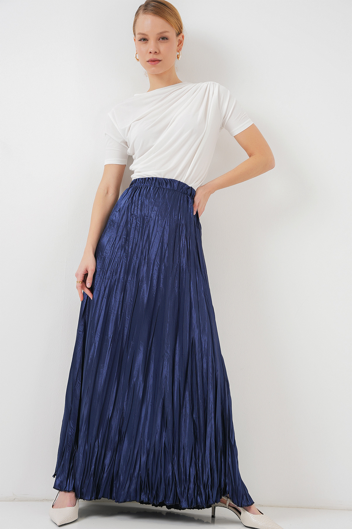 NavyPleated Maxi Skirt With High Waist - Brand: Bigdart - Women & Kids, Baby Clothes Wholesale - TheBS Women