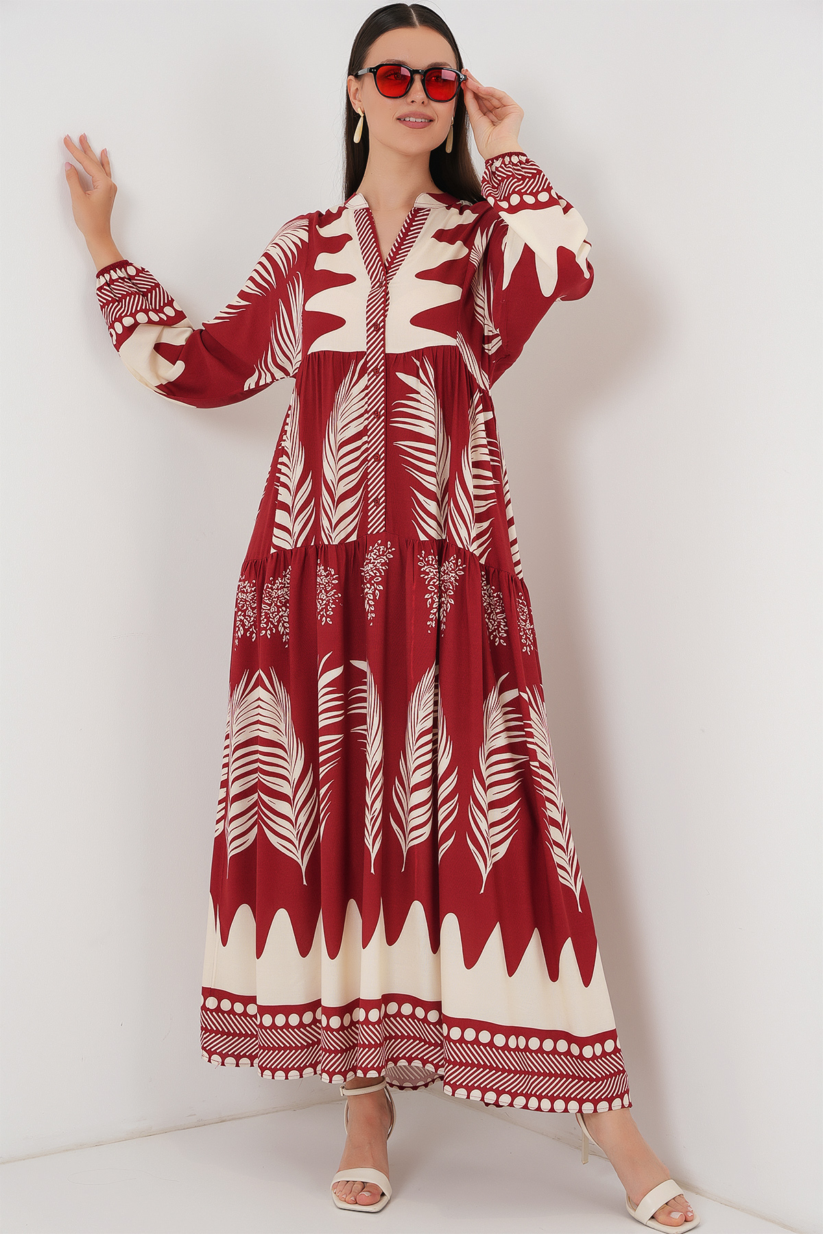 ClaretMaxi Kaftan Dress With Floral Pattern – Brand: Bigdart – Women & Kids, Baby Clothes Wholesale – TheBS Women