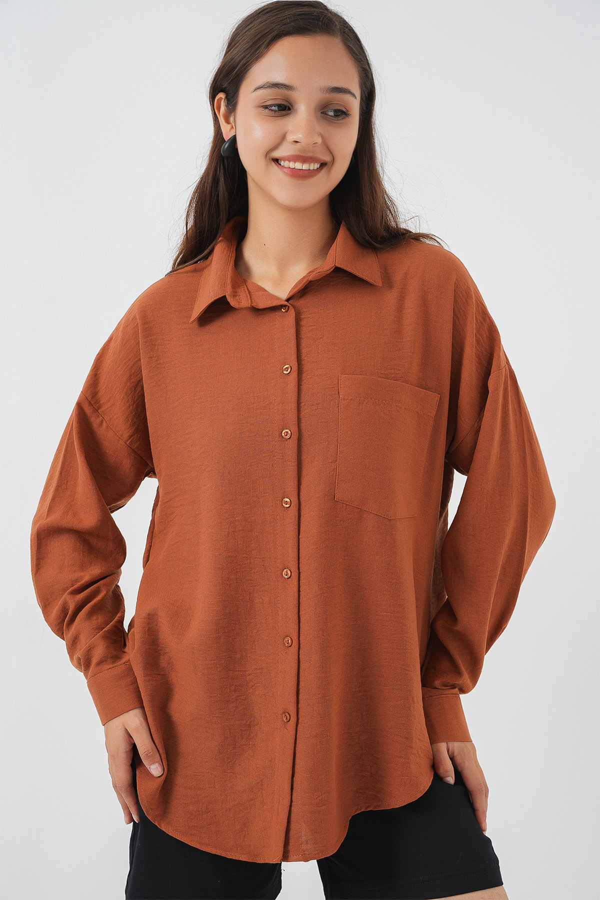 Brown Casual Oversized Polo Neck Shirt - Brand: Bigdart - Women & Kids, Baby Clothes Wholesale - TheBS Women