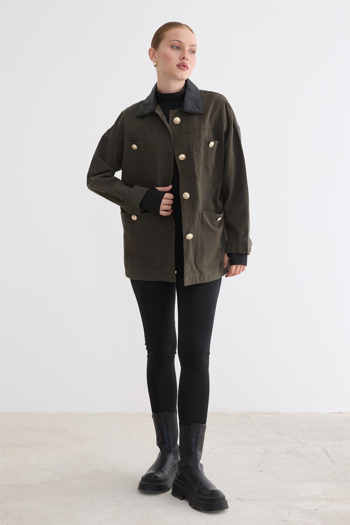 Brown Oversized Shacket Coat With Button Closure - Brand: Levure - Women & Kids, Baby Clothes Wholesale - TheBS Women