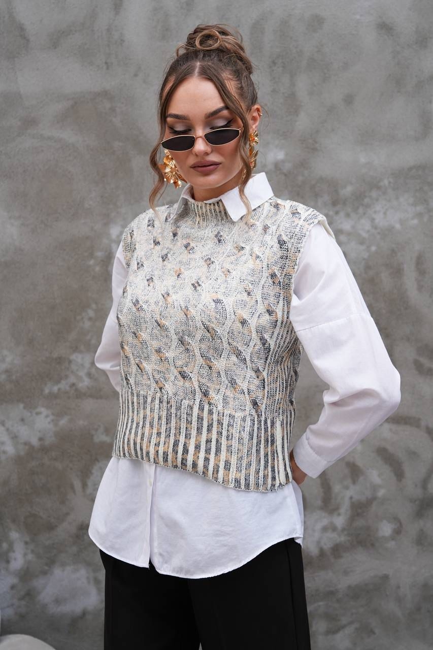 Beige Sweater With High Neck Sleeveless Design - Brand: My Jest Fashion - Women & Kids, Baby Clothes Wholesale - TheBS Women