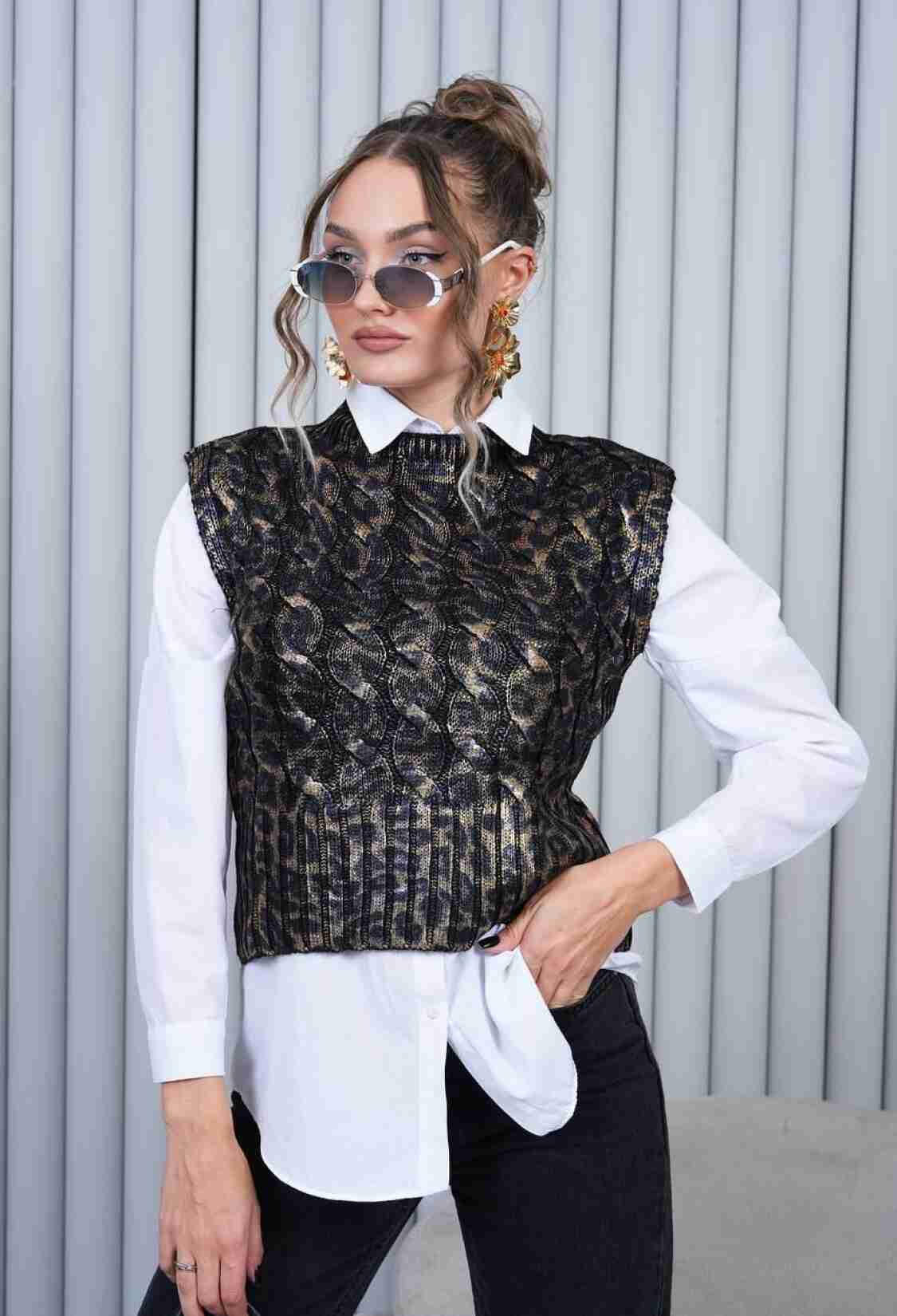 Sleeveless Animal Print Sweater - Brand: My Jest Fashion - Women & Kids, Baby Clothes Wholesale - TheBS Women