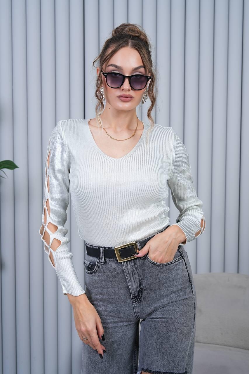 Striped V-Neck Slim Fit Sweater - Brand: My Jest Fashion - Women & Kids, Baby Clothes Wholesale - TheBS Women