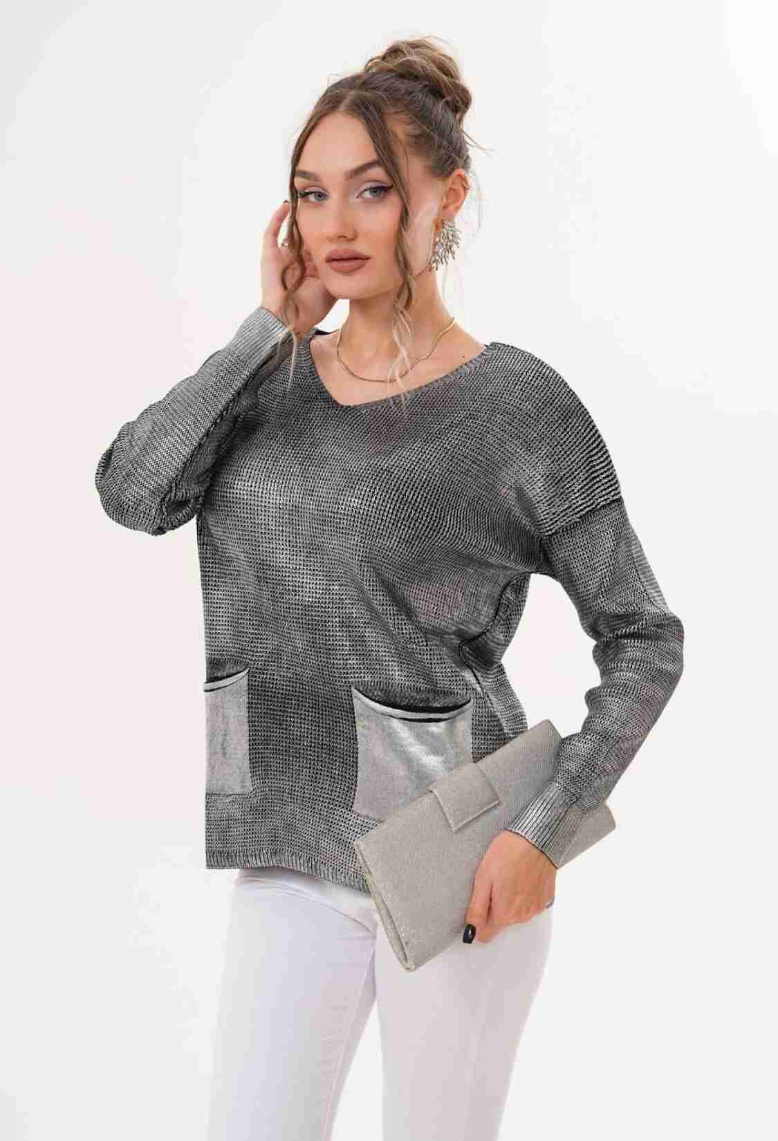 Sweater With V-Neck And Long Sleeves - Brand: My Jest Fashion - Women & Kids, Baby Clothes Wholesale - TheBS Women