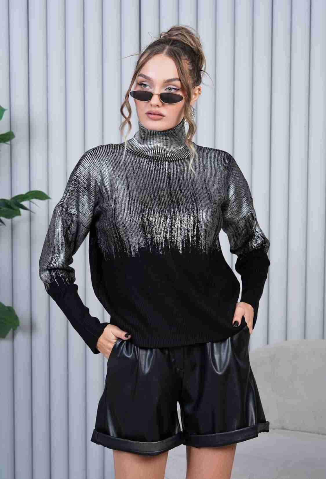 Black Oversized Fit Turtle Neck Sweater - Brand: My Jest Fashion - Women & Kids, Baby Clothes Wholesale - TheBS Women