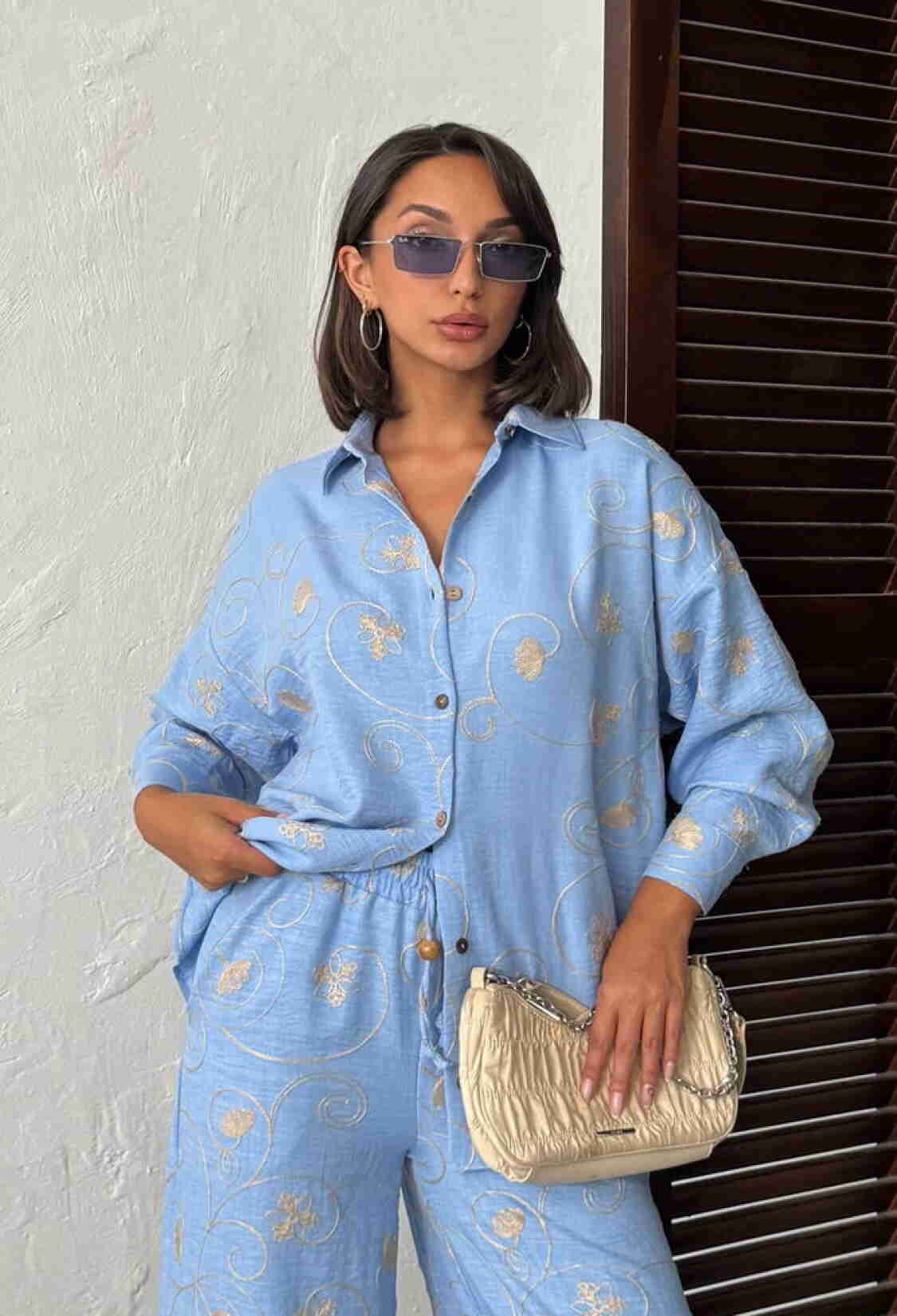 Floral Oversized Fit Shirt With Notched Neck - Brand: Topshow - Women & Kids, Baby Clothes Wholesale - TheBS Women