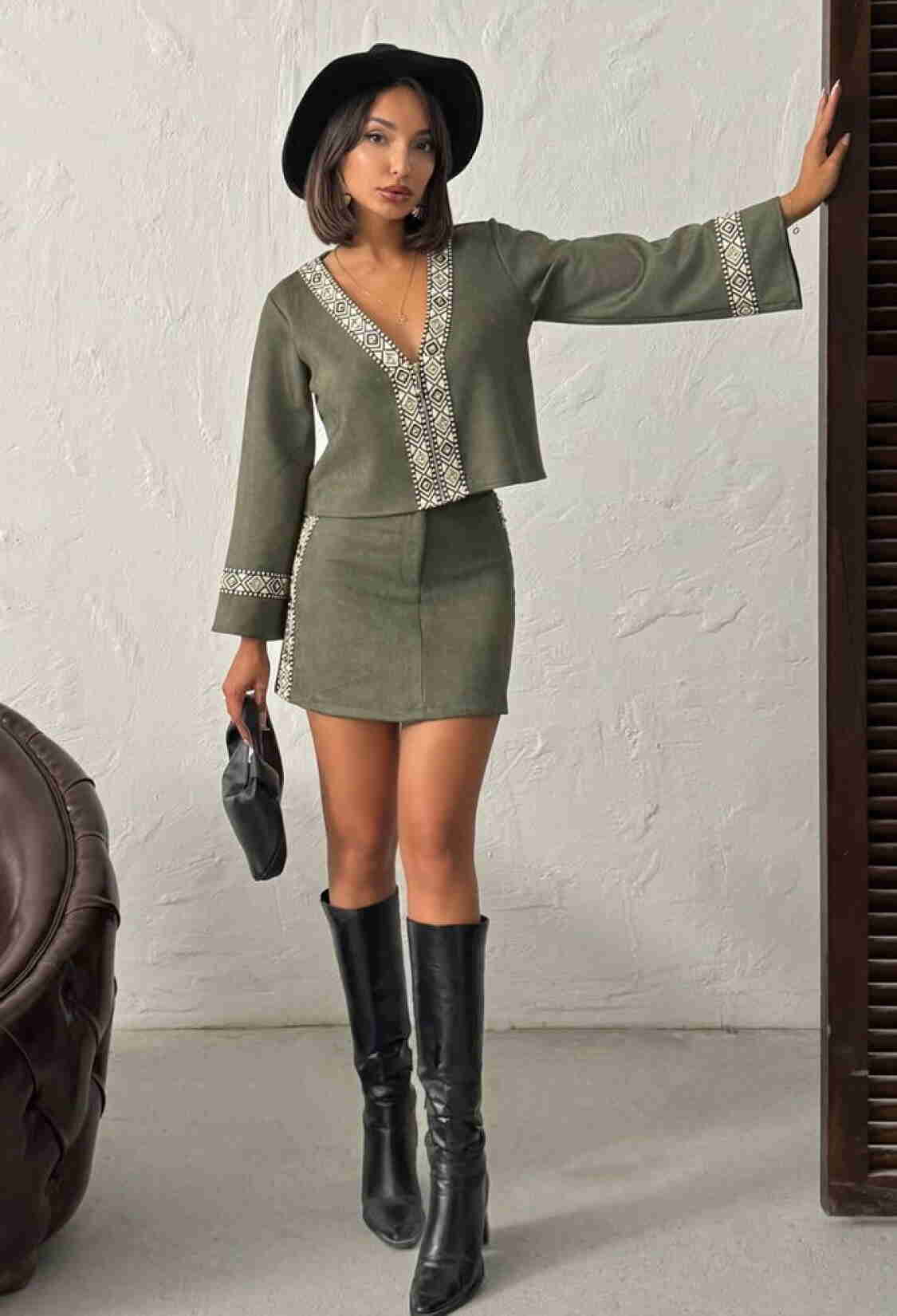 Green Bodycon Mini Skirt High Waist Pull On - Brand: Topshow - Women & Kids, Baby Clothes Wholesale - TheBS Women