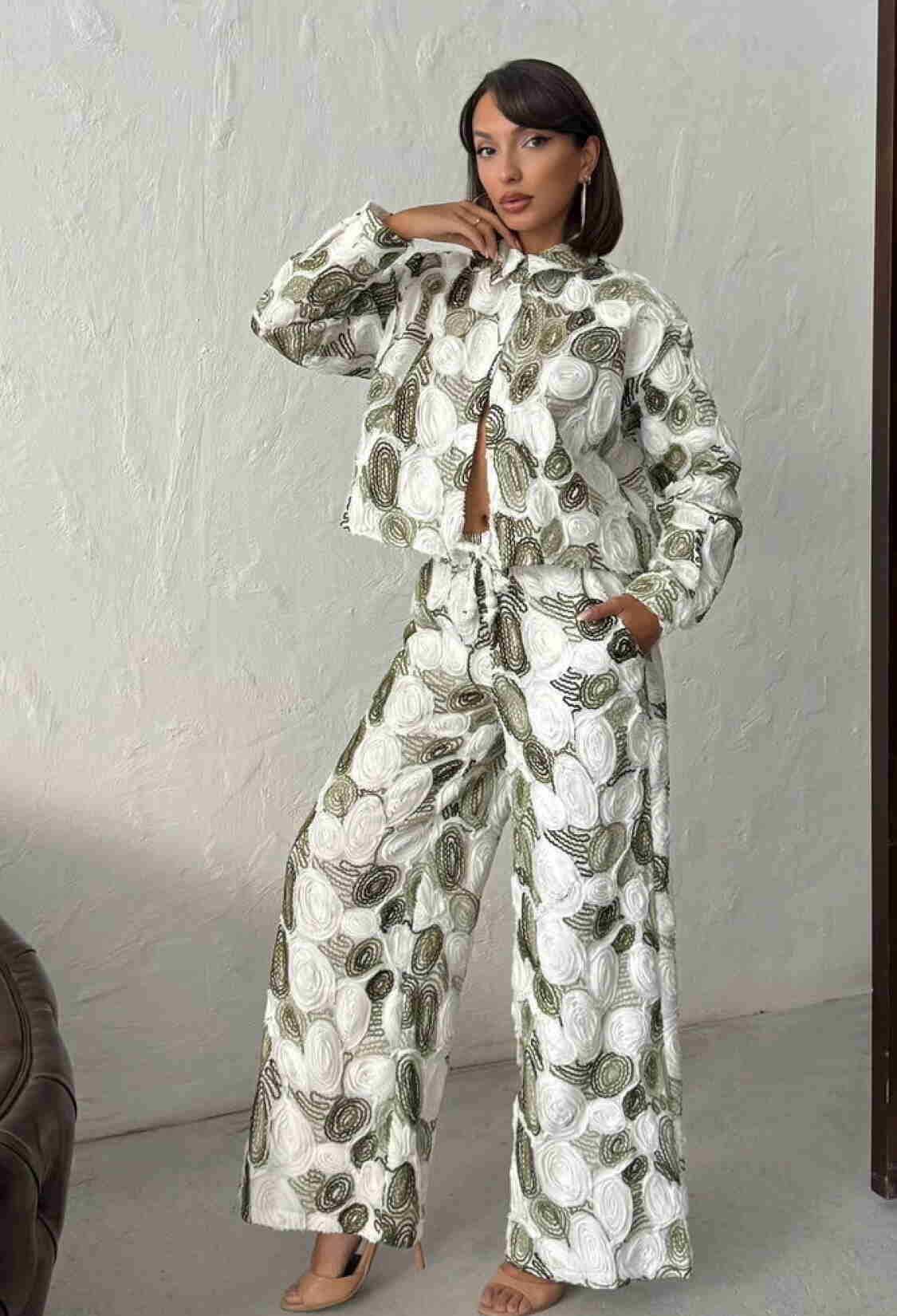 White Ethnic Palazzo Pants With High Waist - Brand: Topshow - Women & Kids, Baby Clothes Wholesale - TheBS Women