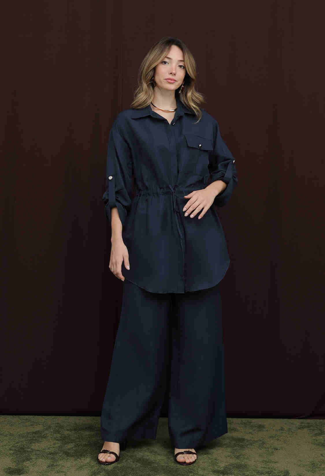 NavyElegant Set With Asymmetrical Mini Skirt - Brand: Puane - Women & Kids, Baby Clothes Wholesale - TheBS Women