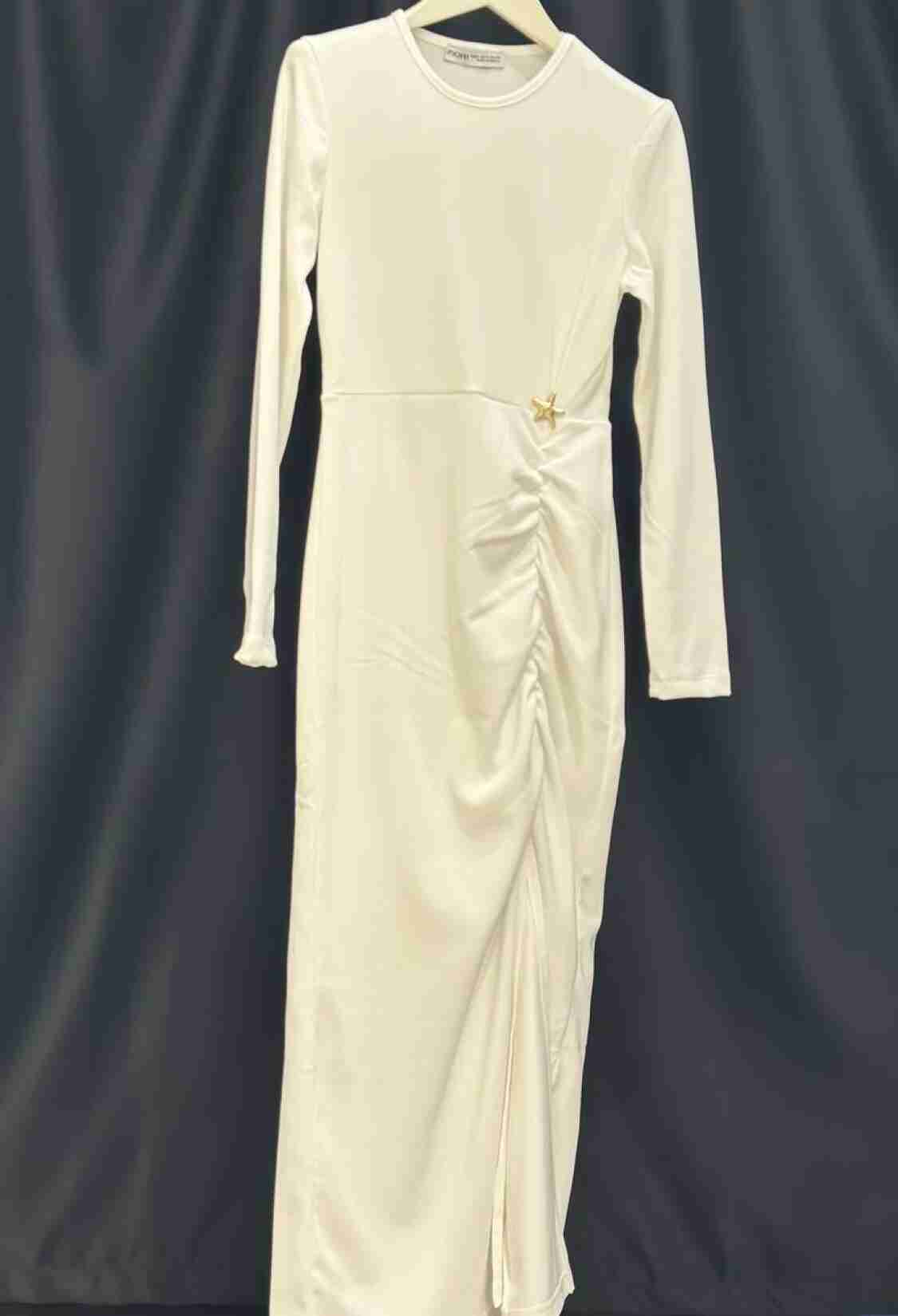 Elegant White Sheath Dress With Long Sleeves - Brand: Fiori - Women & Kids, Baby Clothes Wholesale - TheBS Women