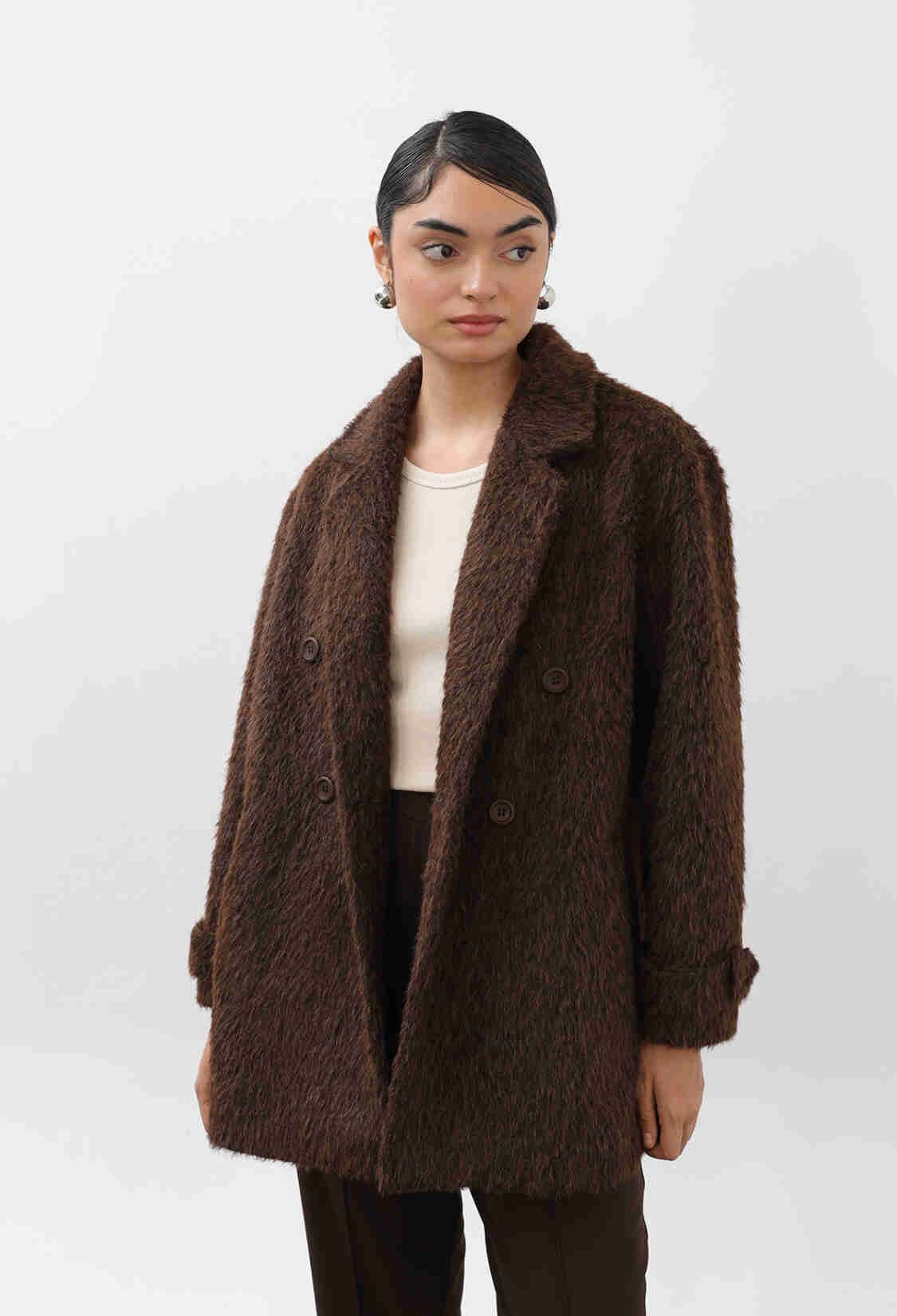 Brown Double-Breasted Coat With Notched Collar - Brand: SOUL - Women & Kids, Baby Clothes Wholesale - TheBS Women