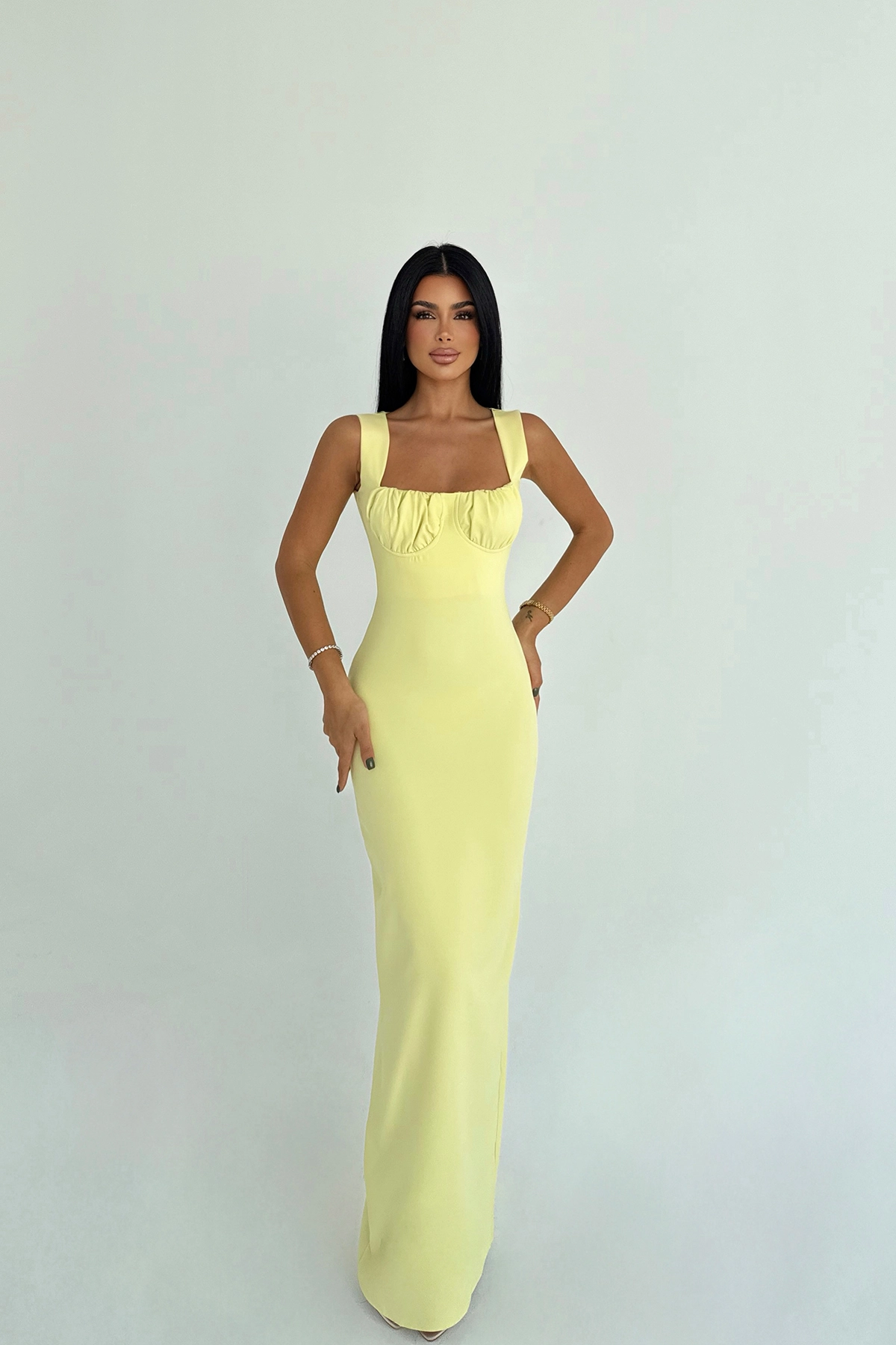 Elegant Sheath Dress With Square Neck - Brand: EYYO ATELIER - Women & Kids, Baby Clothes Wholesale - TheBS Women