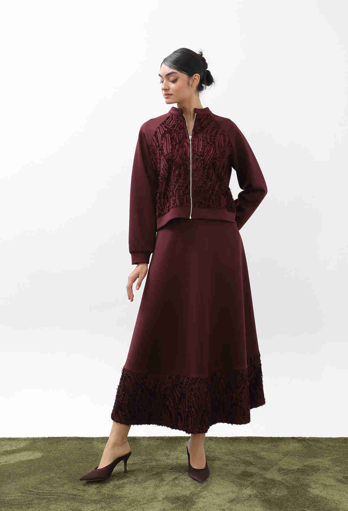 Claret Red Elegant A-Line Maxi Skirt - Brand: Puane - Women & Kids, Baby Clothes Wholesale - TheBS Women