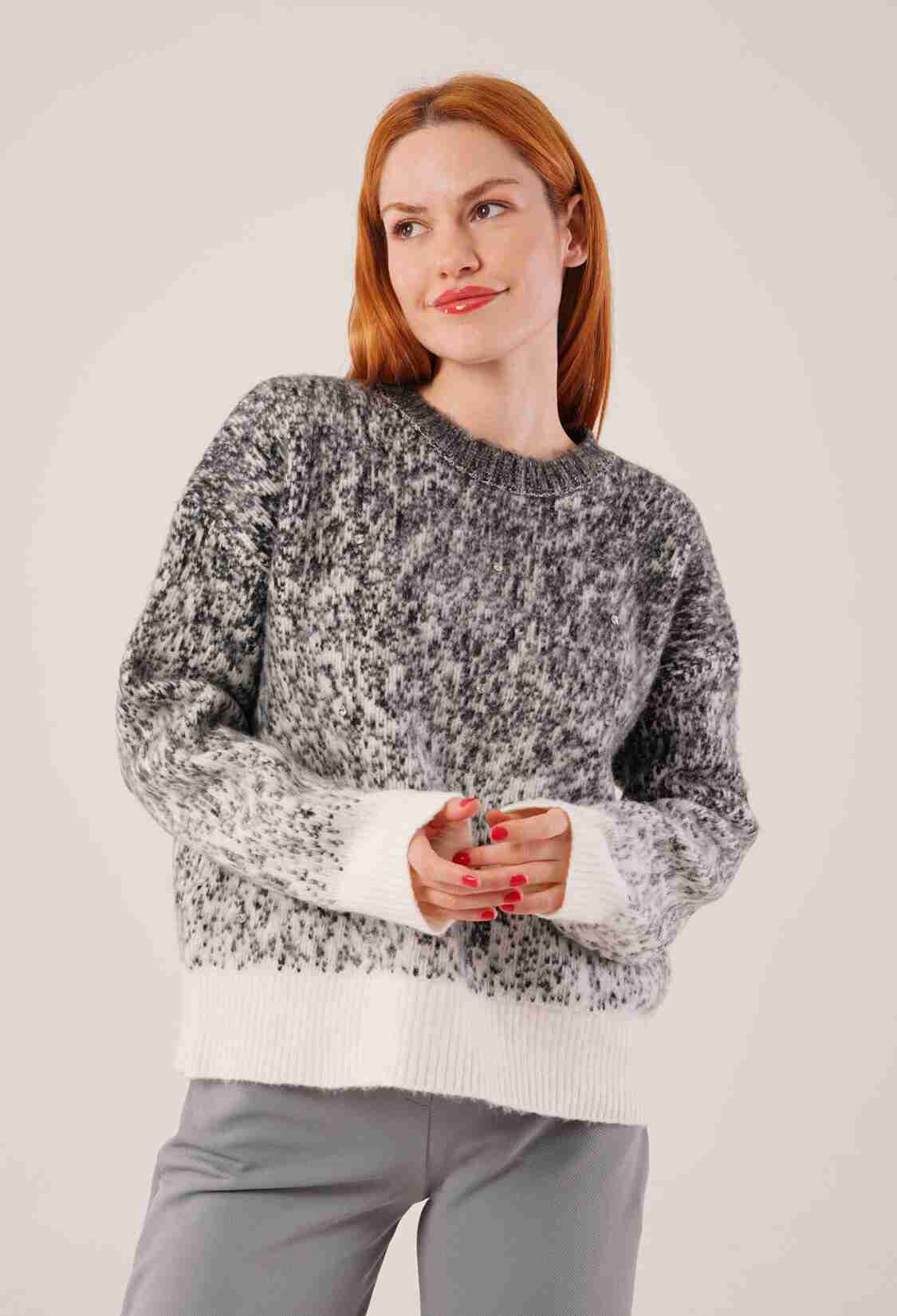 Grey Oversized Fit Marble Sweater - Brand: Lustrin - Women & Kids, Baby Clothes Wholesale - TheBS Women