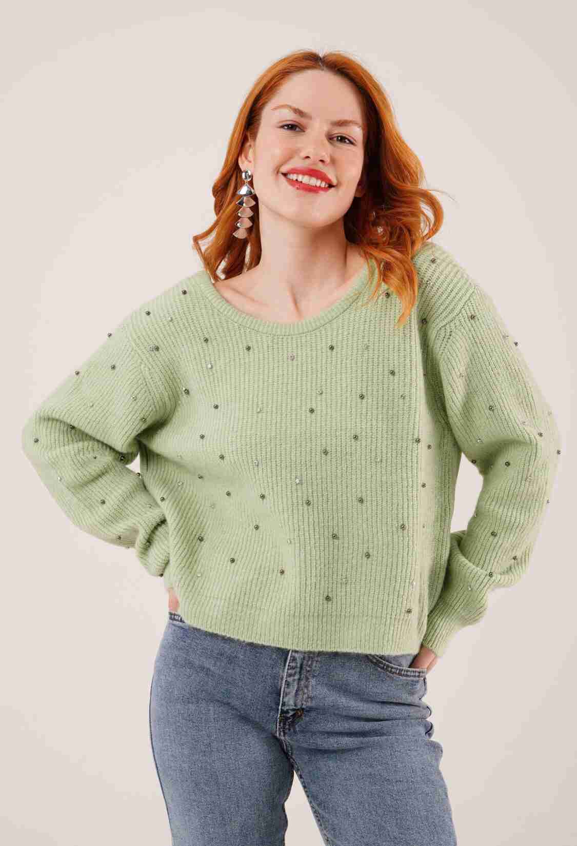 Sweater With Sequined DetailRegular Fit - Brand: Lustrin - Women & Kids, Baby Clothes Wholesale - TheBS Women