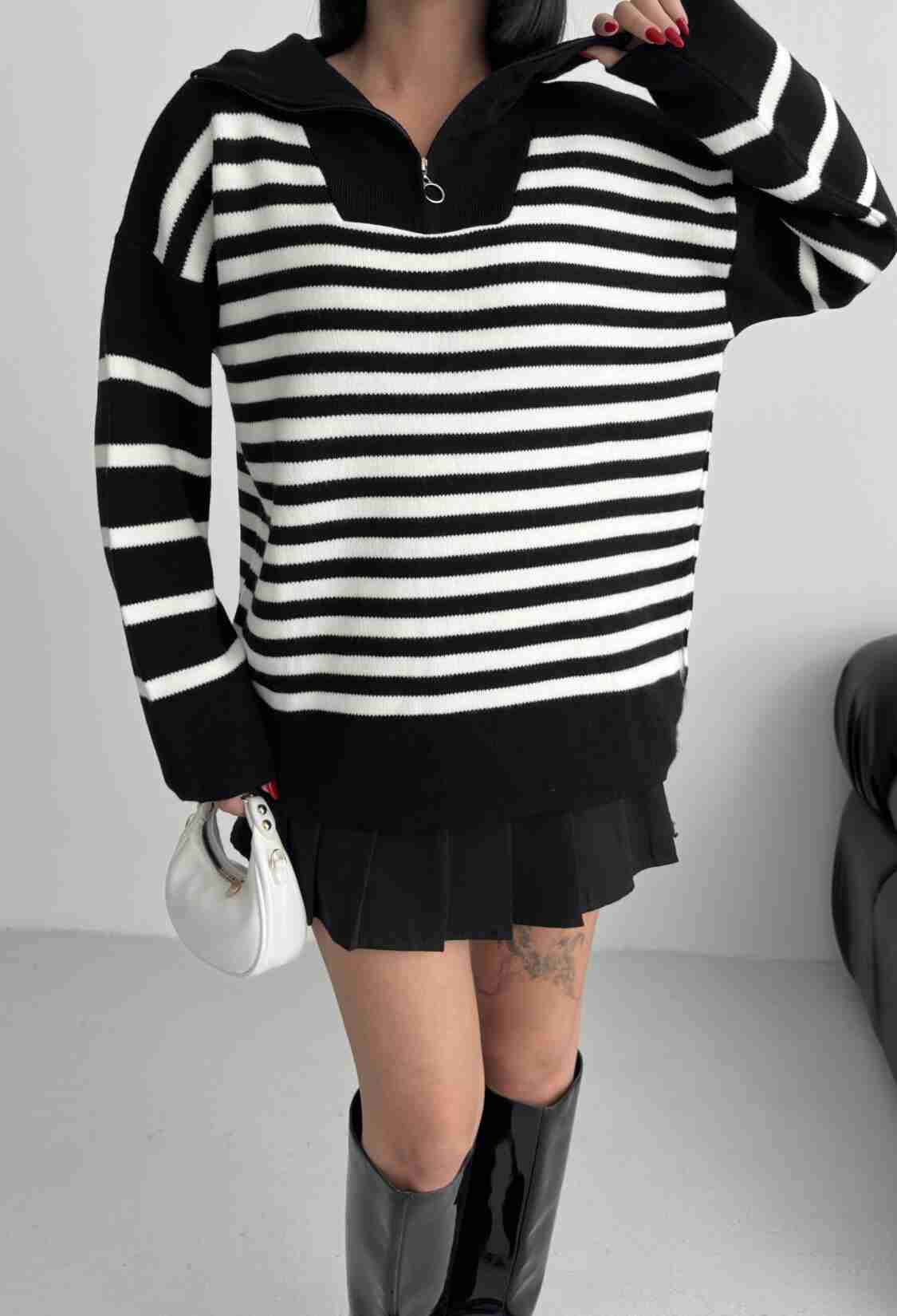 Oversized Striped Hooded Neck Sweater - Brand: My Fashion - Women & Kids, Baby Clothes Wholesale - TheBS Women