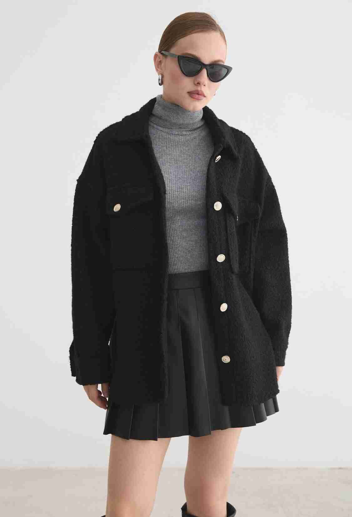 Oversized Shacket Coat With Flap Pockets - Brand: Levure - Women & Kids, Baby Clothes Wholesale - TheBS Women