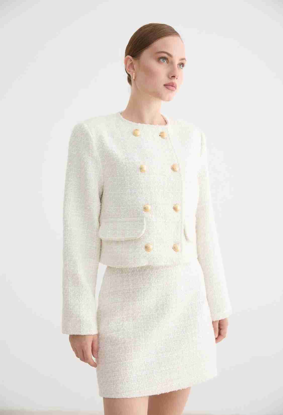 White Elegant A-Line Mini Skirt With Flap Pockets - Brand: Levure - Women & Kids, Baby Clothes Wholesale - TheBS Women