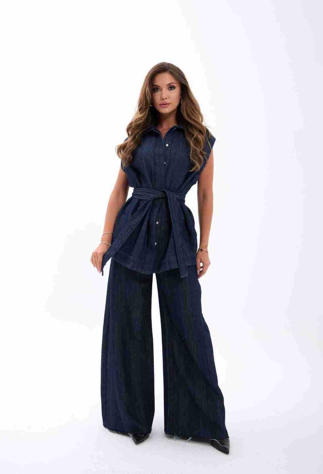 Blue Long Buttoned Vest With Regular Fit - Brand: Fame - Women & Kids, Baby Clothes Wholesale - TheBS Women