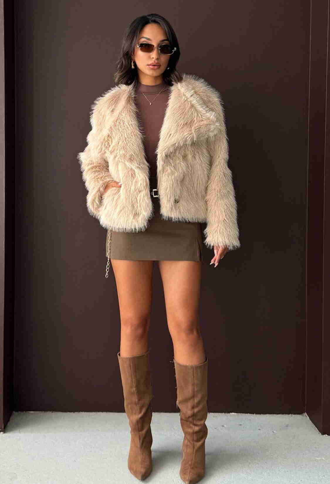 Beige Fur Jacket - Brand: Topshow - Women & Kids, Baby Clothes Wholesale - TheBS Women
