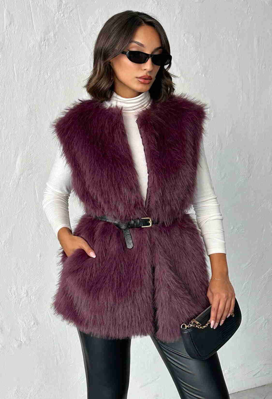 Claret Red Elegant Glam Sleeveless Tie Jacket - Brand: Topshow - Women & Kids, Baby Clothes Wholesale - TheBS Women